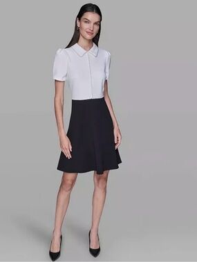 Karl Lagerfeld White and Black Two-Tone Mini Dress